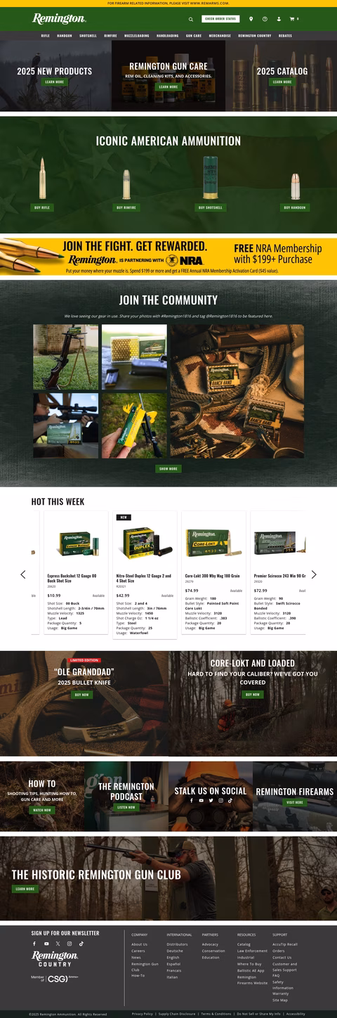 Remington-Arms-Company Homepage 1440px