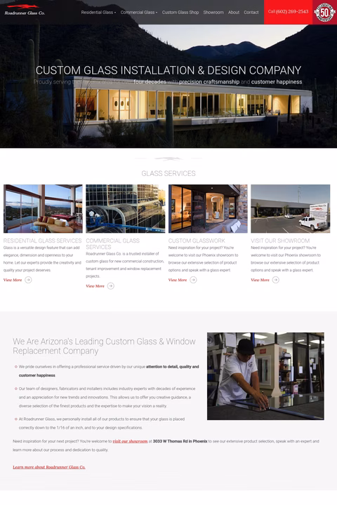 Roadrunner-Glass-Company Homepage 1440px