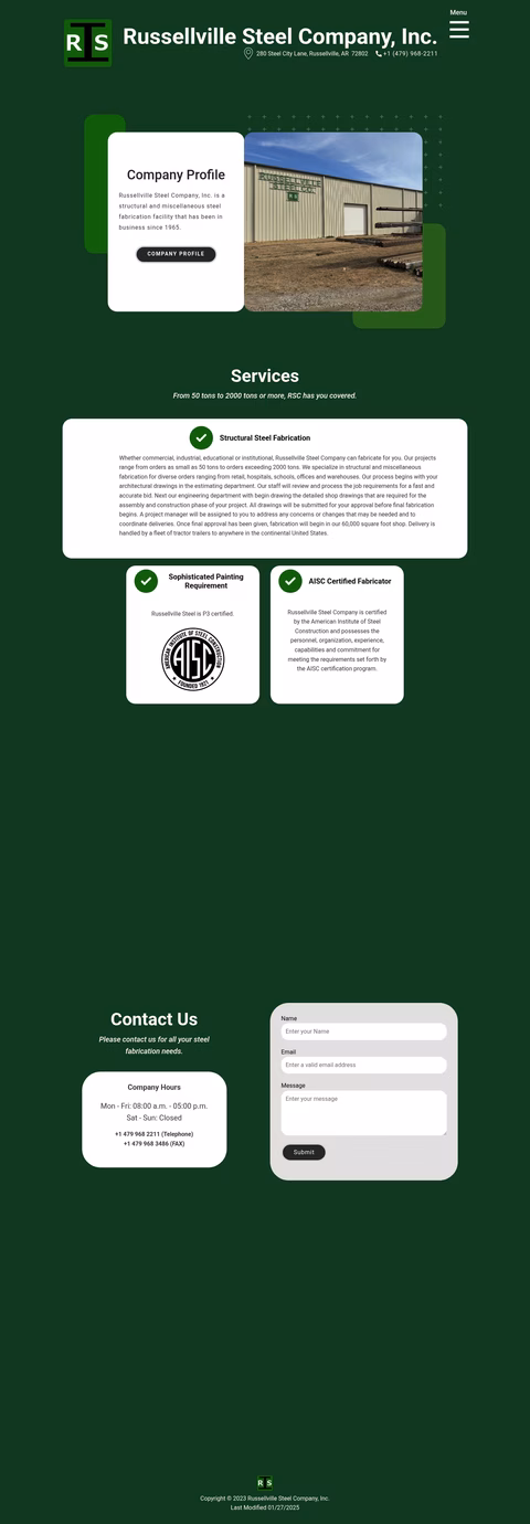 Russellville-Steel-Company Homepage 1440px