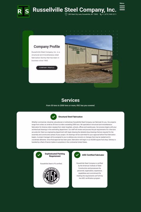 Russellville-Steel-Company Homepage 1440px