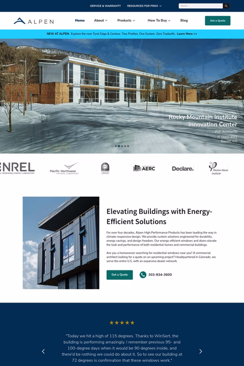 Alpen-High-Performance-Products Homepage 1440px