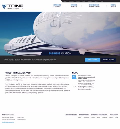 Trine-Aerospace Homepage 1440px