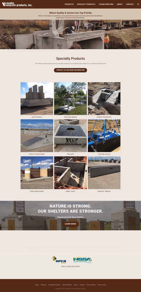 Vaughn-Concrete-Products Homepage 1440px