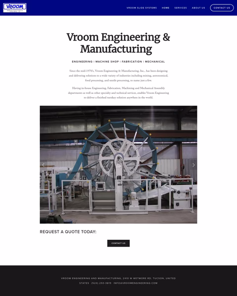 Vroom-Engineering-Manufacturing Homepage 1440px
