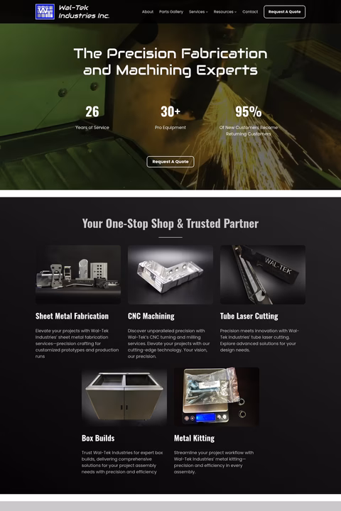 Wal-Tek-Industries Homepage 1440px