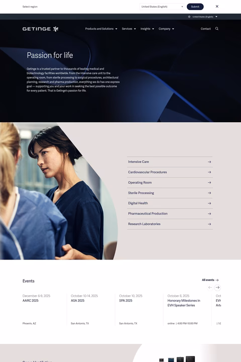 Getinge Homepage 1440px