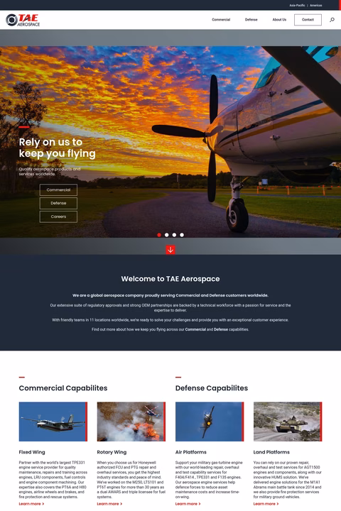 Tae-Aerospace Homepage 1440px