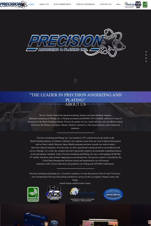 Precision-Anodizing-Plating Homepage 1440px