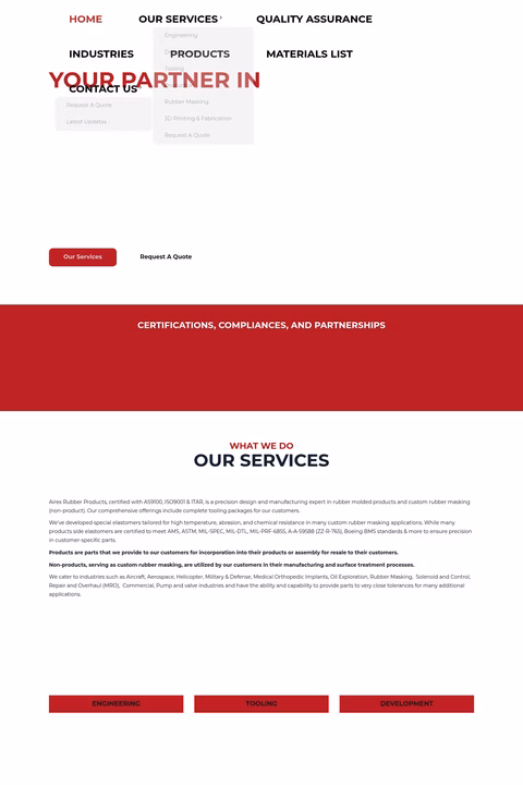 Airex-Rubber-Products Homepage 1440px