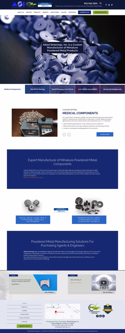 Allied-Sinterings Homepage 1440px