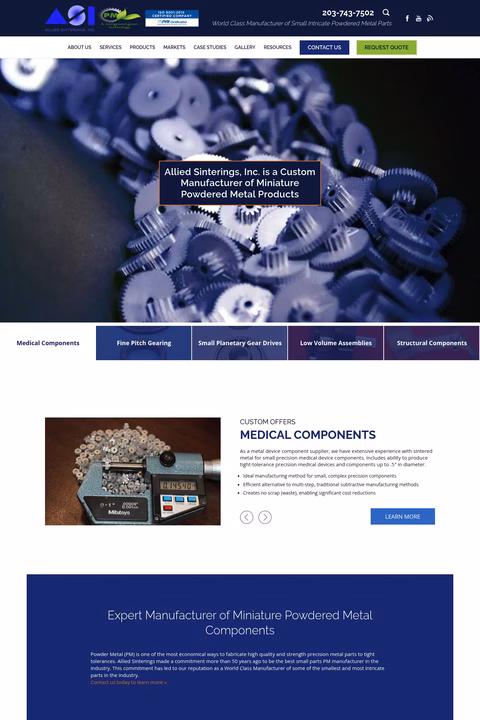Allied-Sinterings Homepage 1440px
