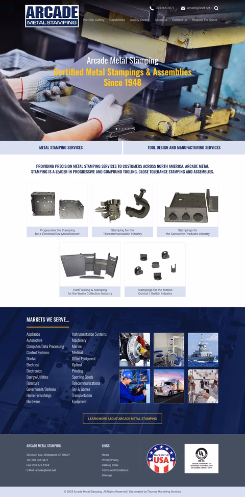 Arcade-Metal-Stamping Homepage 1440px