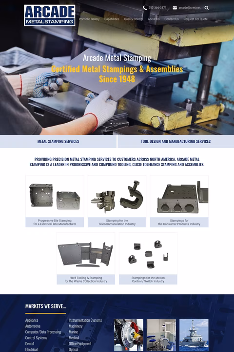 Arcade-Metal-Stamping Homepage 1440px