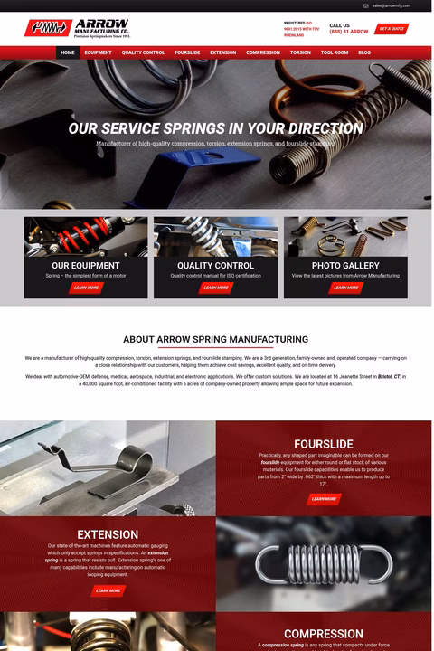 Arrow-Manufacturing-Company Homepage 1440px