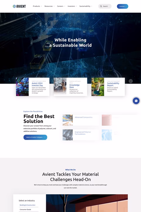 Avient Homepage 1440px