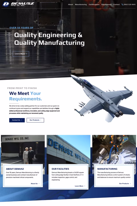Demusz-Manufacturing Homepage 1440px