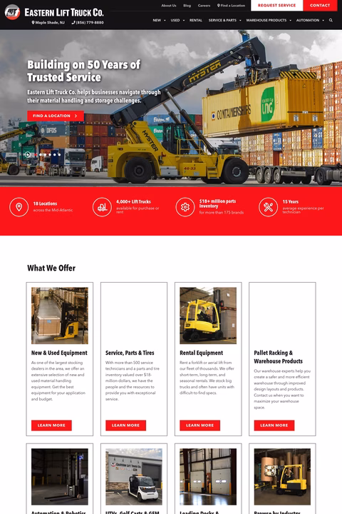 Eastern-Lift-Truck-Company Homepage 1440px