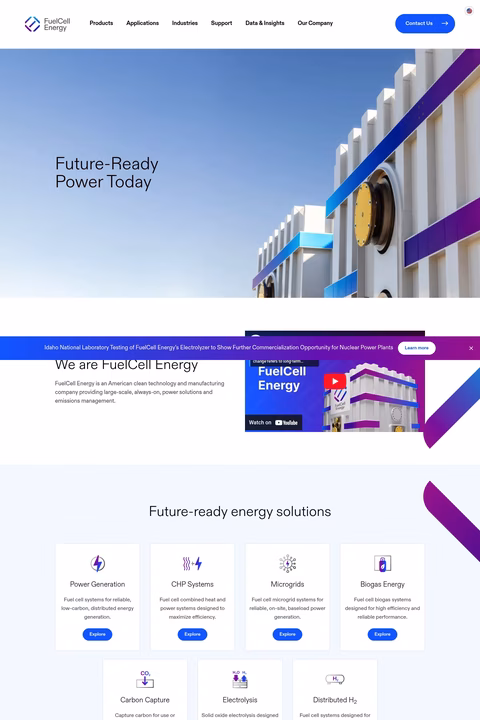 Fuelcell-Energy Homepage 1440px