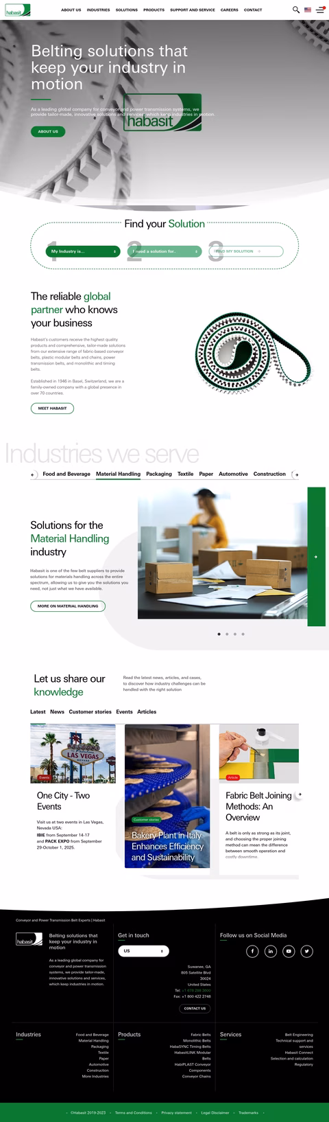 Habasit-America Homepage 1440px