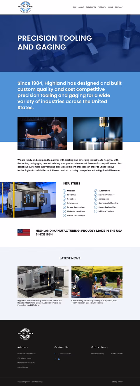Highland-Manufacturing Homepage 1440px