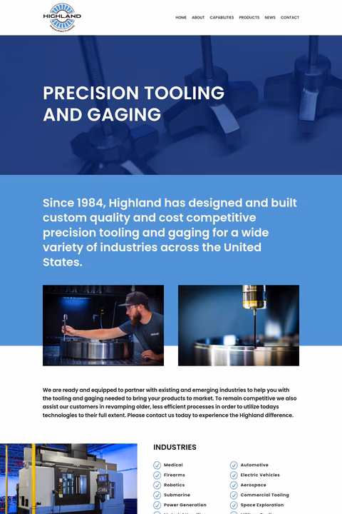 Highland-Manufacturing Homepage 1440px