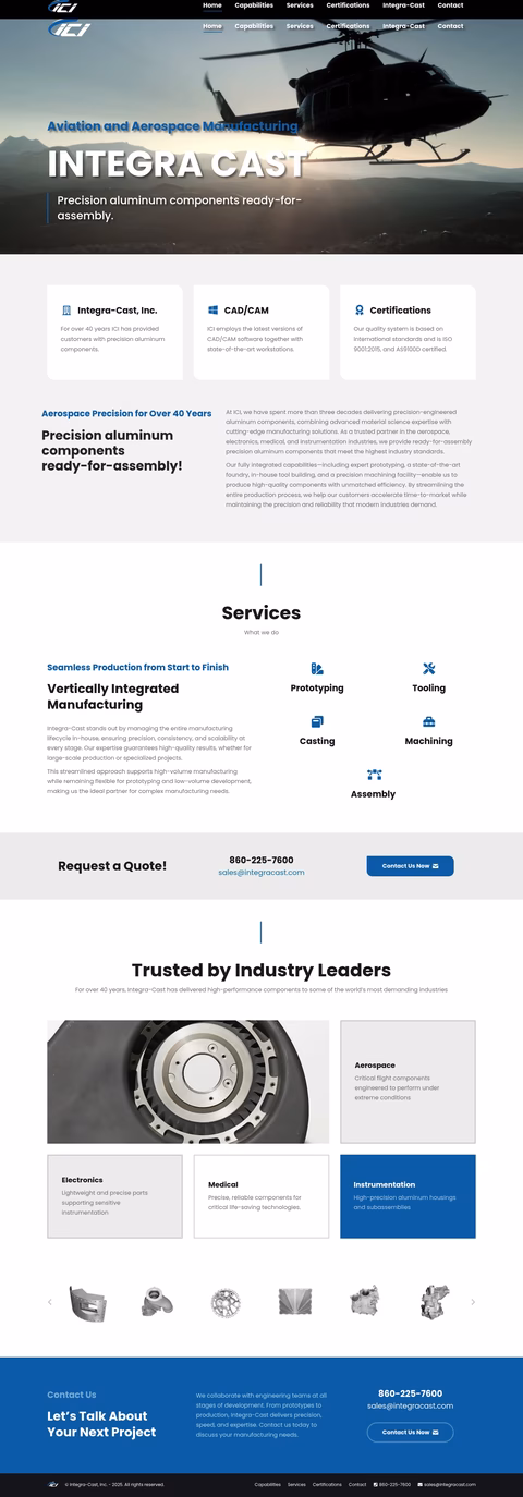 Integra-Cast Homepage 1440px