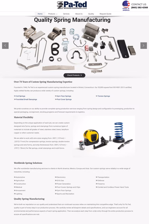 Pa-Ted-Spring-Company Homepage 1440px
