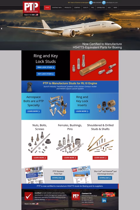 Precision-Threaded-Products Homepage 1440px