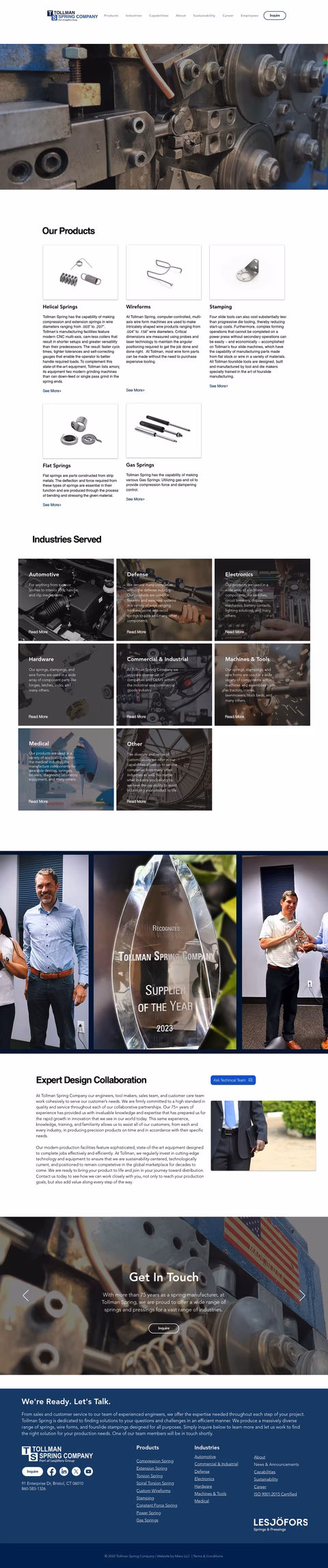 Tollman-Spring-Company Homepage 1440px