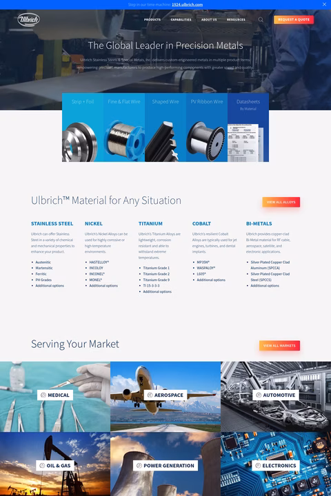 Ulbrich-Stainless-Steels Homepage 1440px