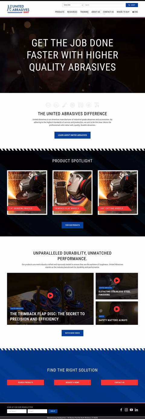 United-Abrasives Homepage 1440px
