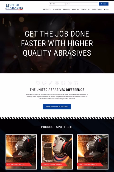 United-Abrasives Homepage 1440px