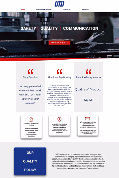 United-Tool-Die-Company Homepage 1440px