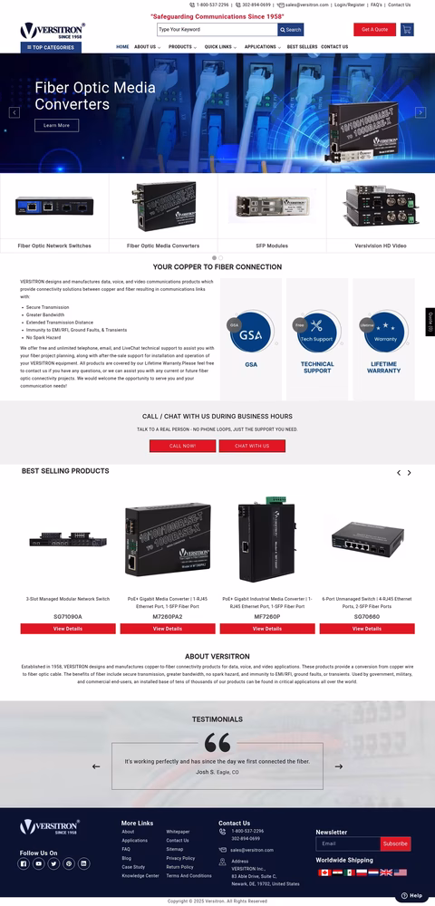 Versitron Homepage 1440px