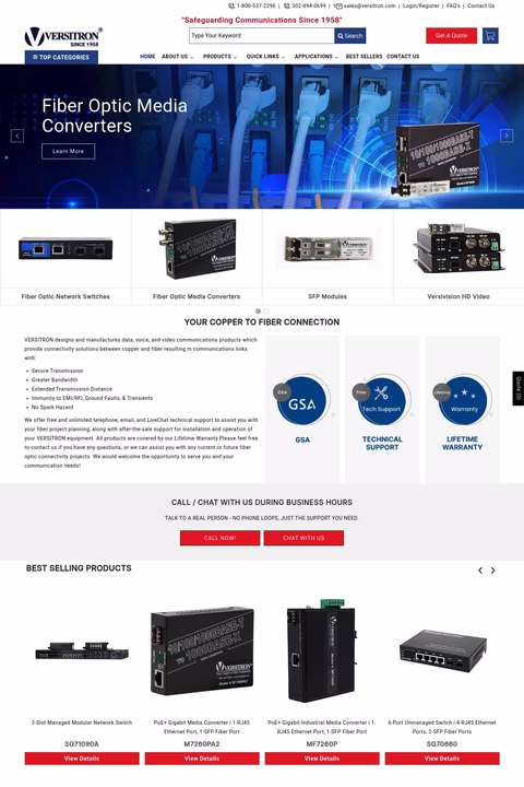 Versitron Homepage 1440px