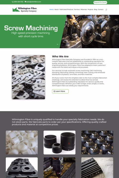 Wilmington-Fibre-Specialty-Company Homepage 1440px