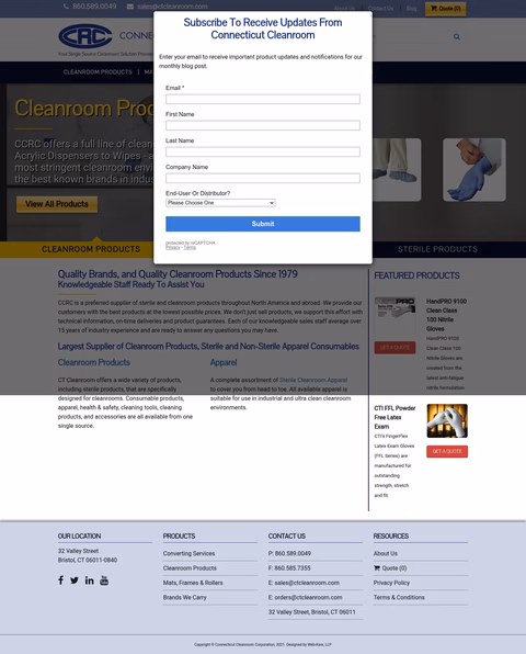 Connecticut-Clean-Room-Corporation Homepage 1440px