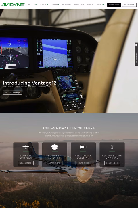 Avidyne Homepage 1440px