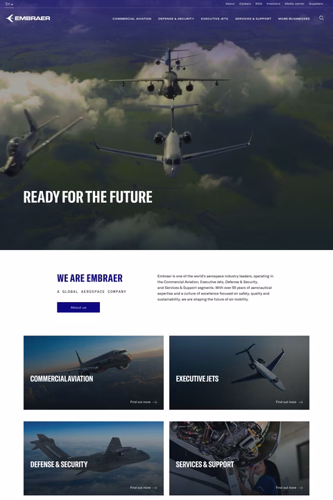 Embraer Homepage 1440px