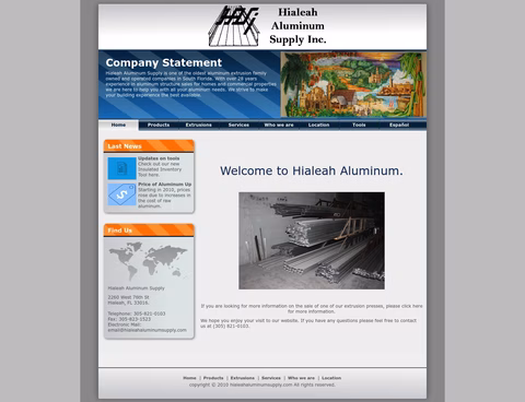 Hialeah-Aluminum-Supply Homepage 1440px