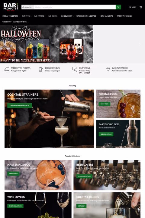 Barproducts-Com Homepage 1440px