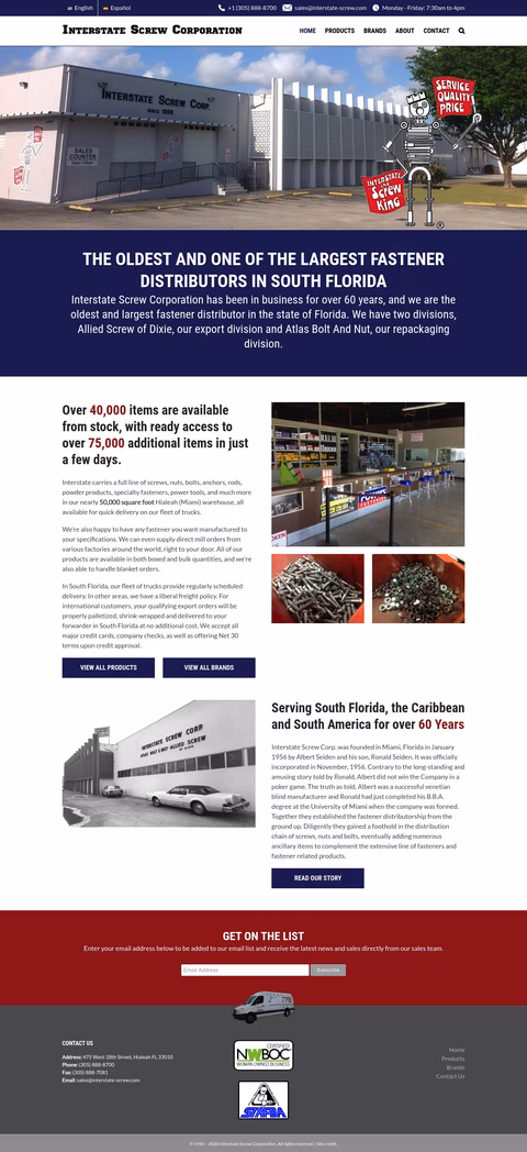 Interstate-Screw-Corporation Homepage 1440px