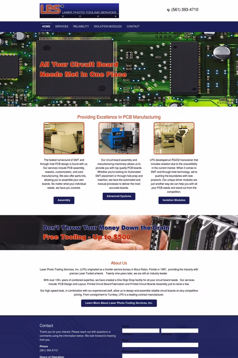 Laser-Photo-Tooling-Services Homepage 1440px