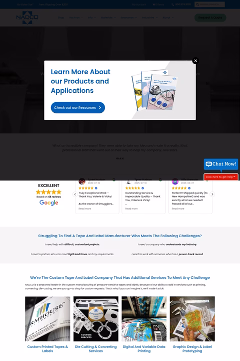 Nadco-Tapes-Labels Homepage 1440px