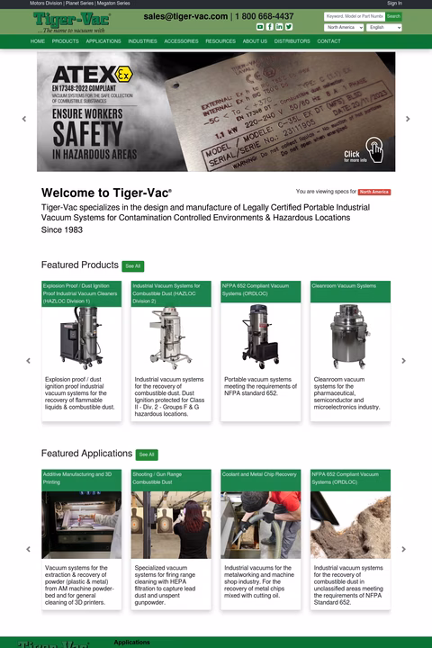 Tiger-Vac Homepage 1440px