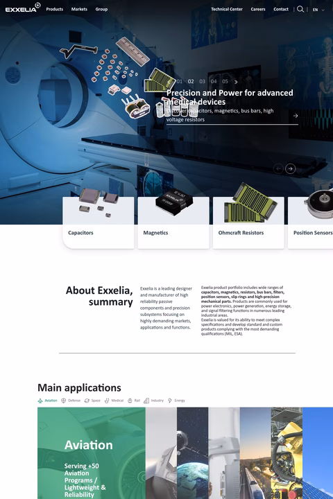 Exxelia Homepage 1440px