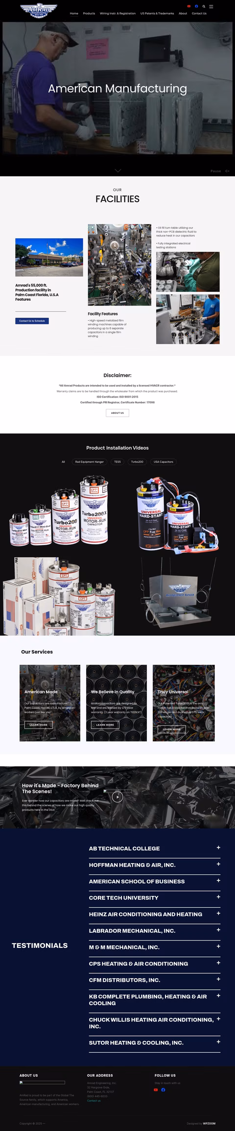 Amrad-Manufacturing Homepage 1440px