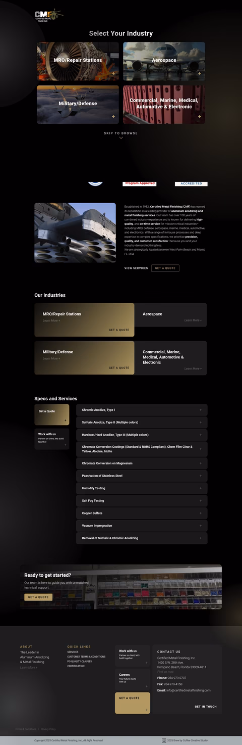 Certified-Metal-Finishing Homepage 1440px