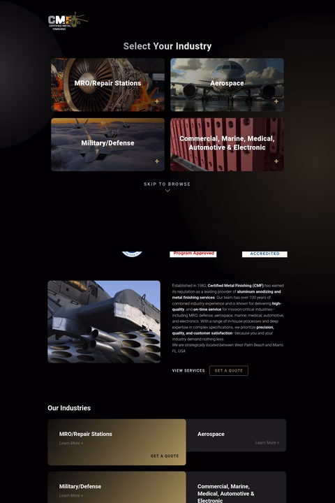 Certified-Metal-Finishing Homepage 1440px