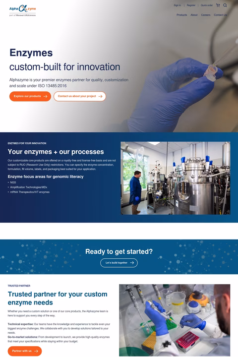 Alphazyme Homepage 1440px